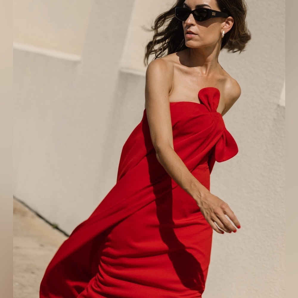 Antonio Melani x Elizabeth Damrich Radziwill long Strapless Crepe red Dress XS 0